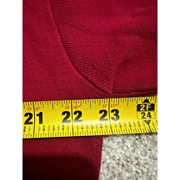 Isle of Cotton Men’s V-Neck Sweater Burgundy Red 100% Cotton Size Large USA Made - Picture 4 of 6